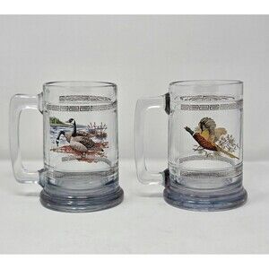 Vintage Princess House Glasses Beer Colonial Mugs Stein Geese Barware Set of 2